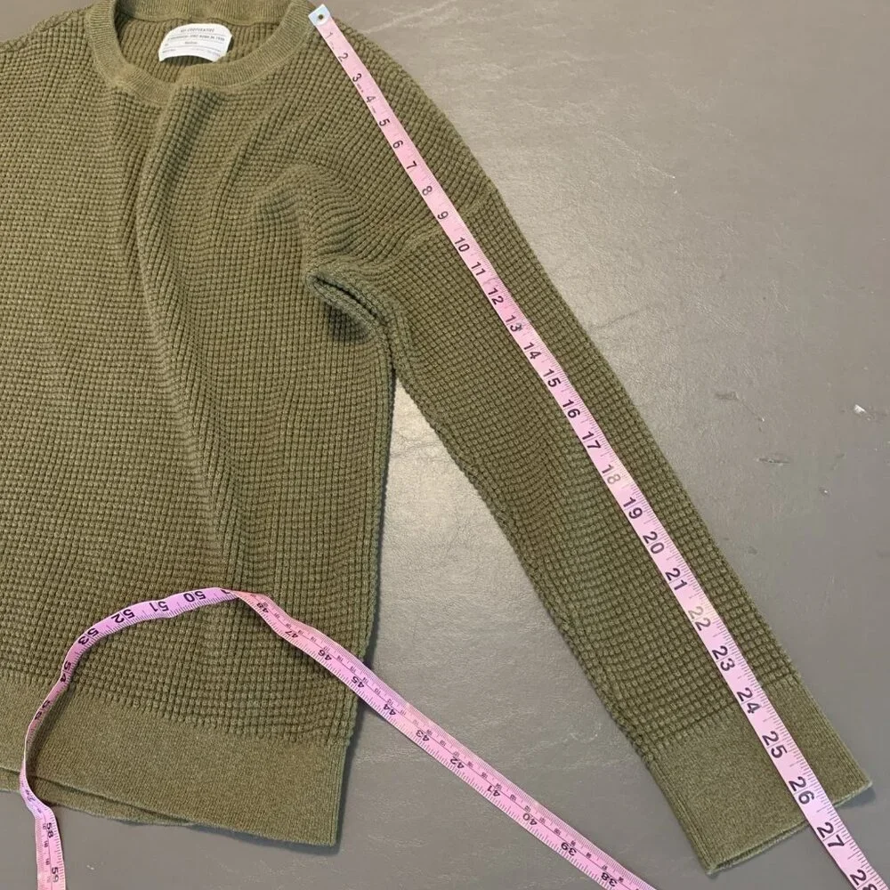 REI Womens M Sweater Pullover Waffle Knit Olive Green Wallace Lake Cotton - Picture 11 of 12
